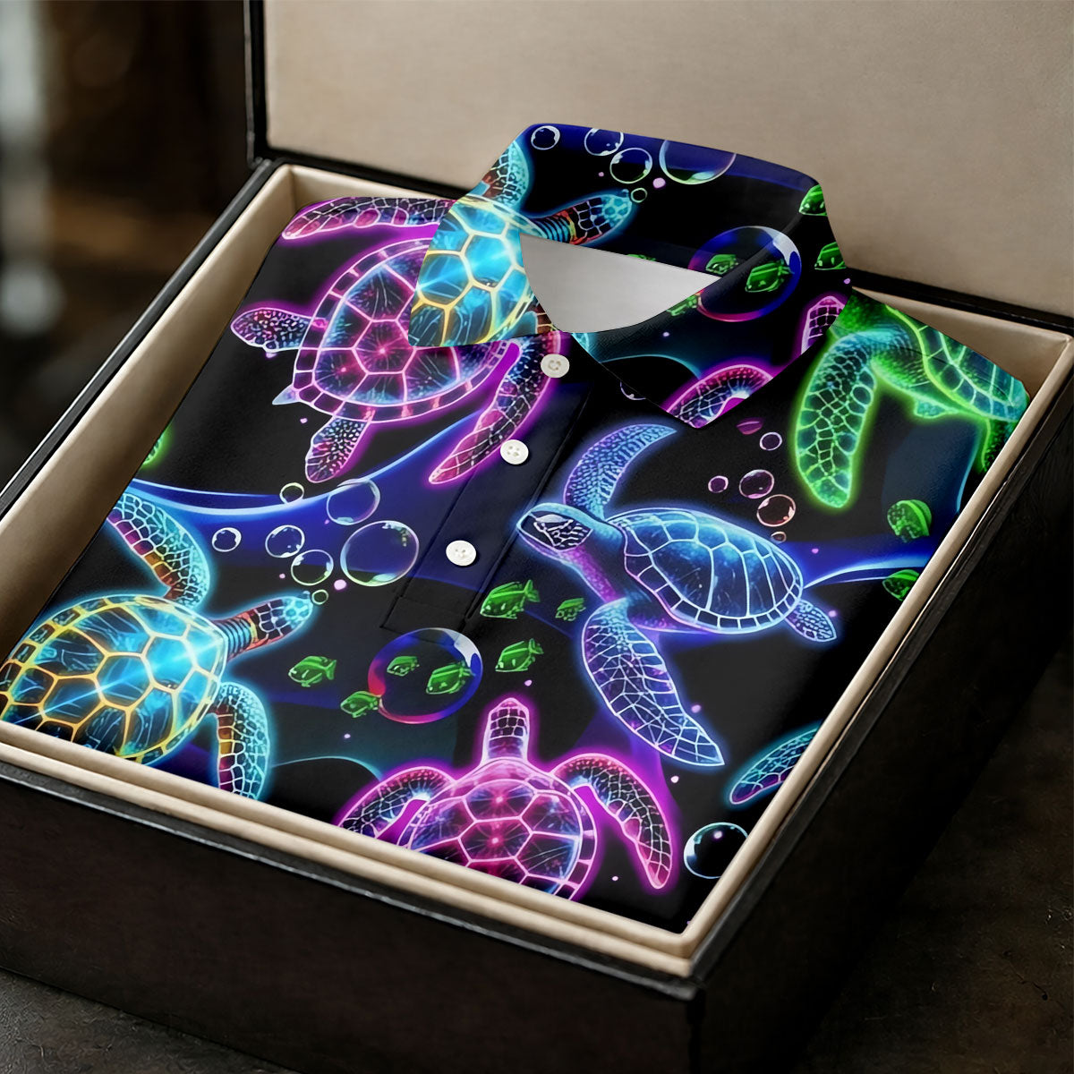 Neon Sea Turtle Ocean Pattern Hawaiian Golf Polo Shirt, Women’s Golf Polo, Ladies Golf Shirts
