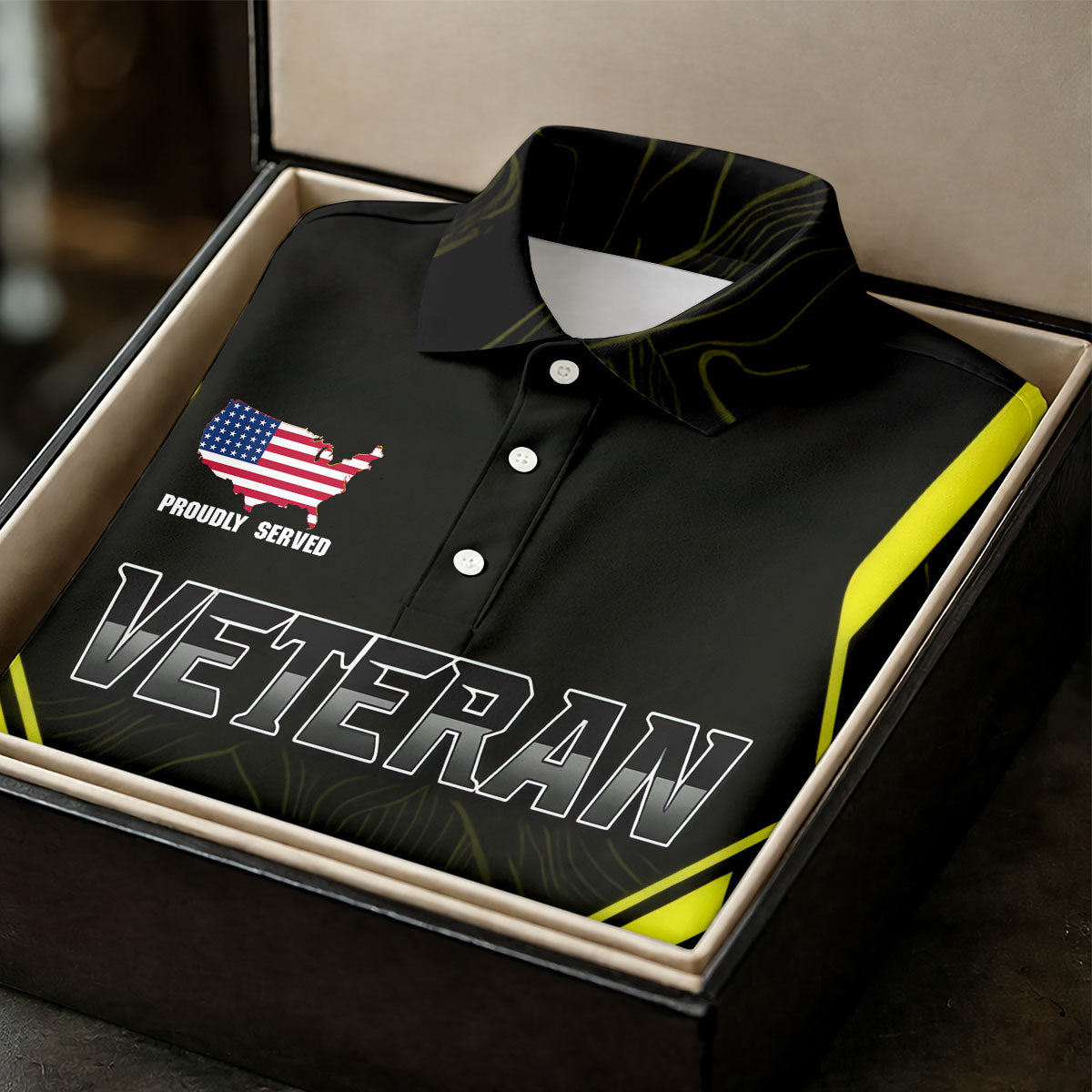 Personalized Veteran America 250 Polo Shirt Yellow Accent, Golf Shirts For Women, Women’s Golf Apparel