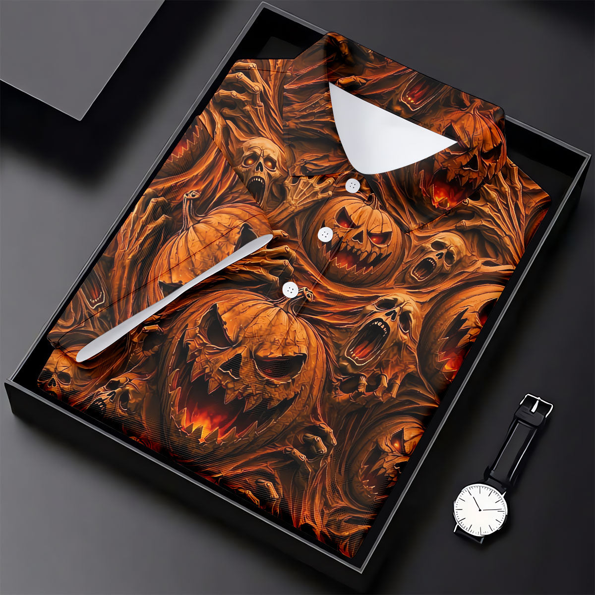 Halloween Evil Pumpkin Ghost Horror Character Polo Shirt, Golf Polo, Mens Golf Shirts