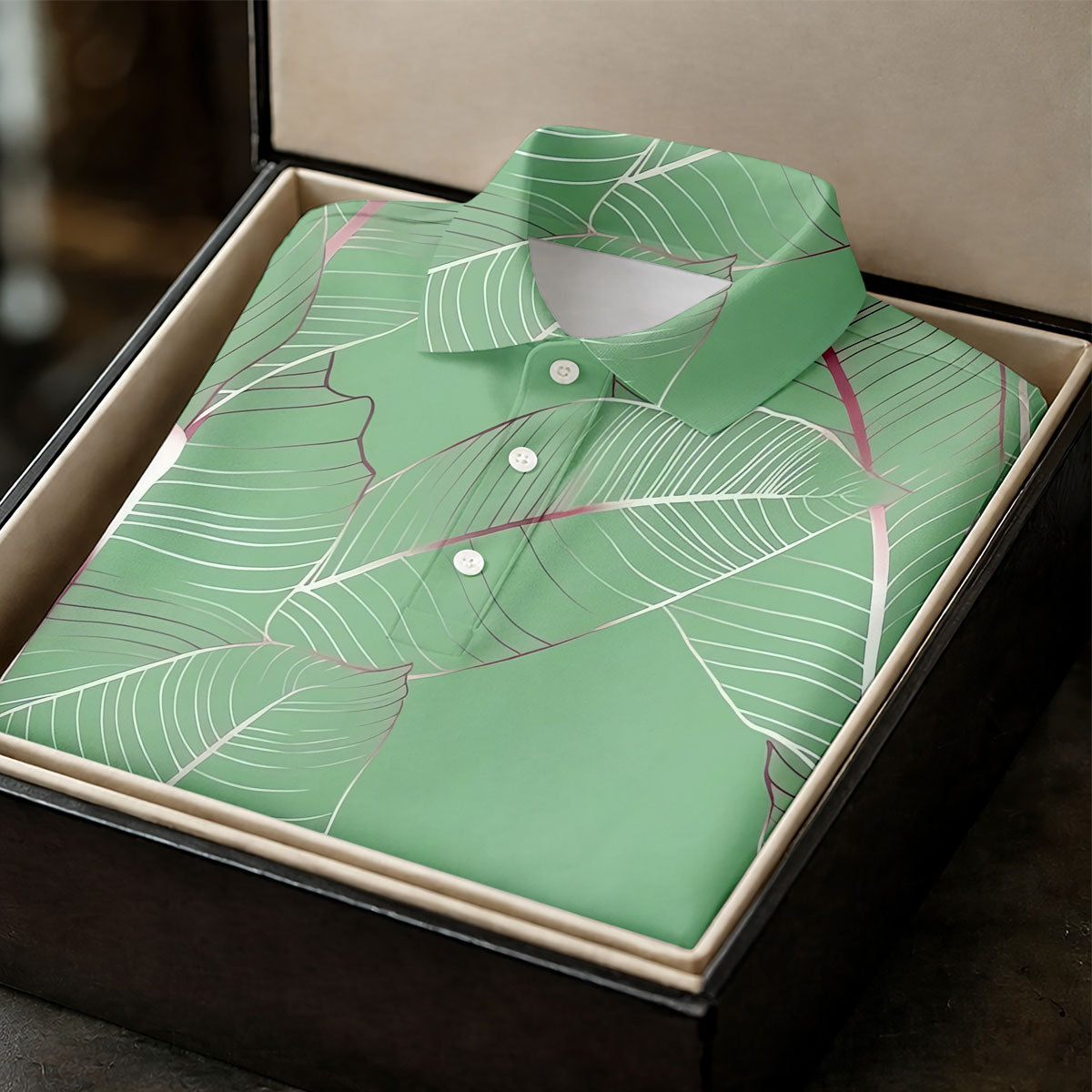 Tropical Leaves Green Golf Shirt, Summer Hawaiian Golf Shirt, Golf Shirt For Women