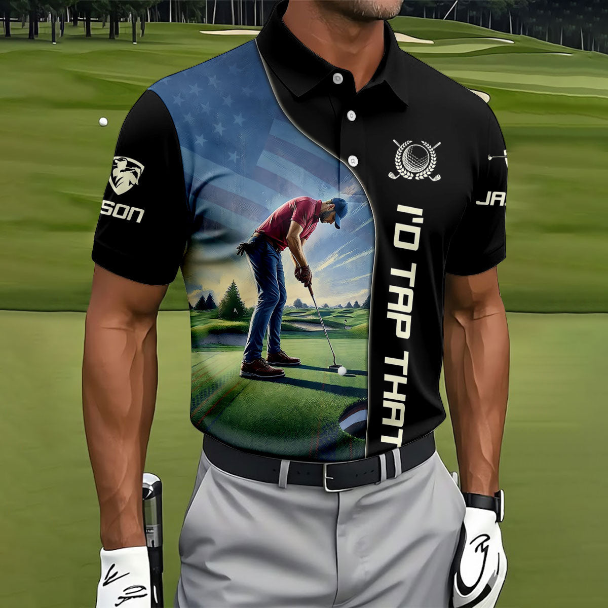 I'd Tap That 250th Anniversary Patriotic Golf Shirt, 4th Of July Golf Shirts For Men