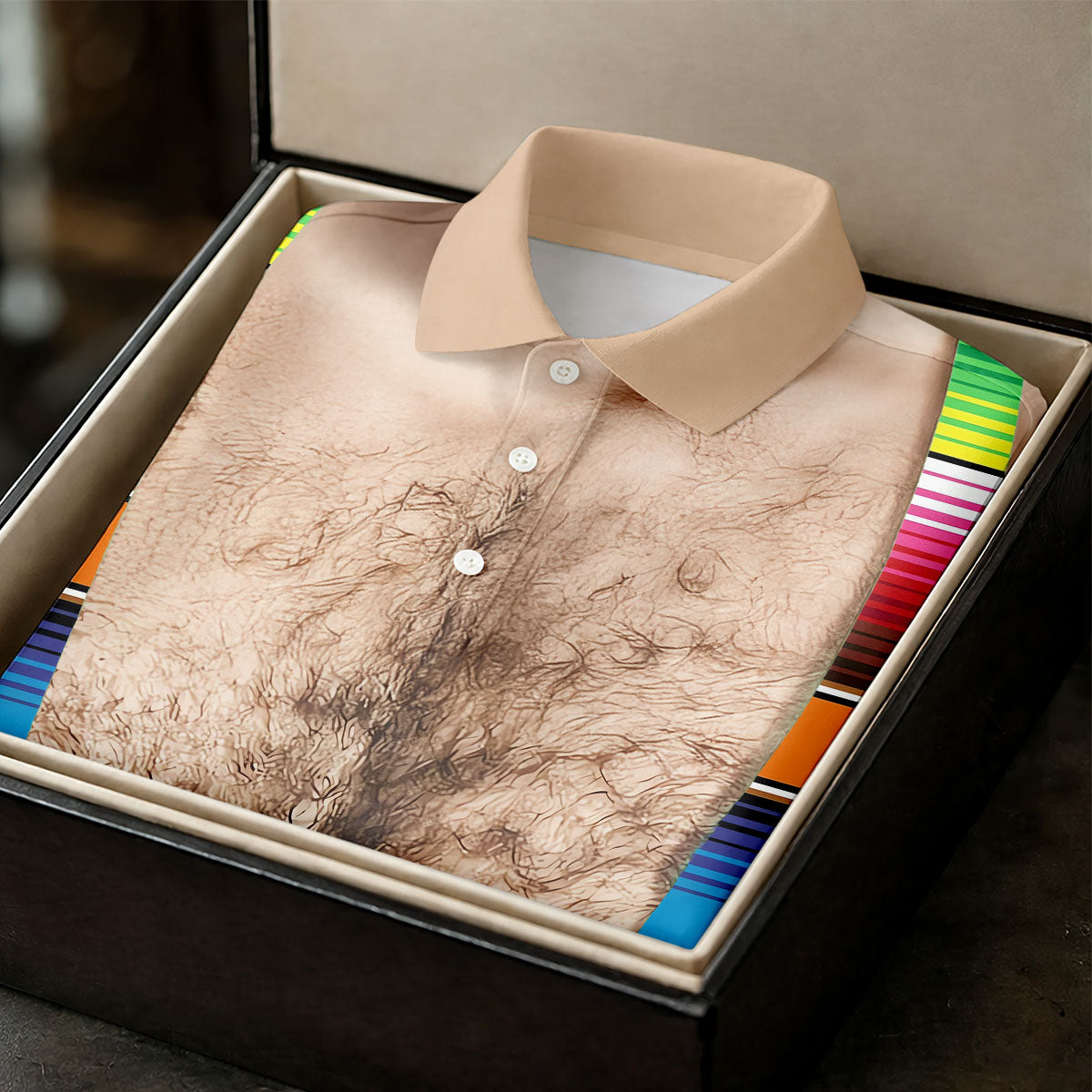 Hairy Body Serape Pattern Funny Cinco De Mayo Golf Tops For Men, Golf Shirts For Men