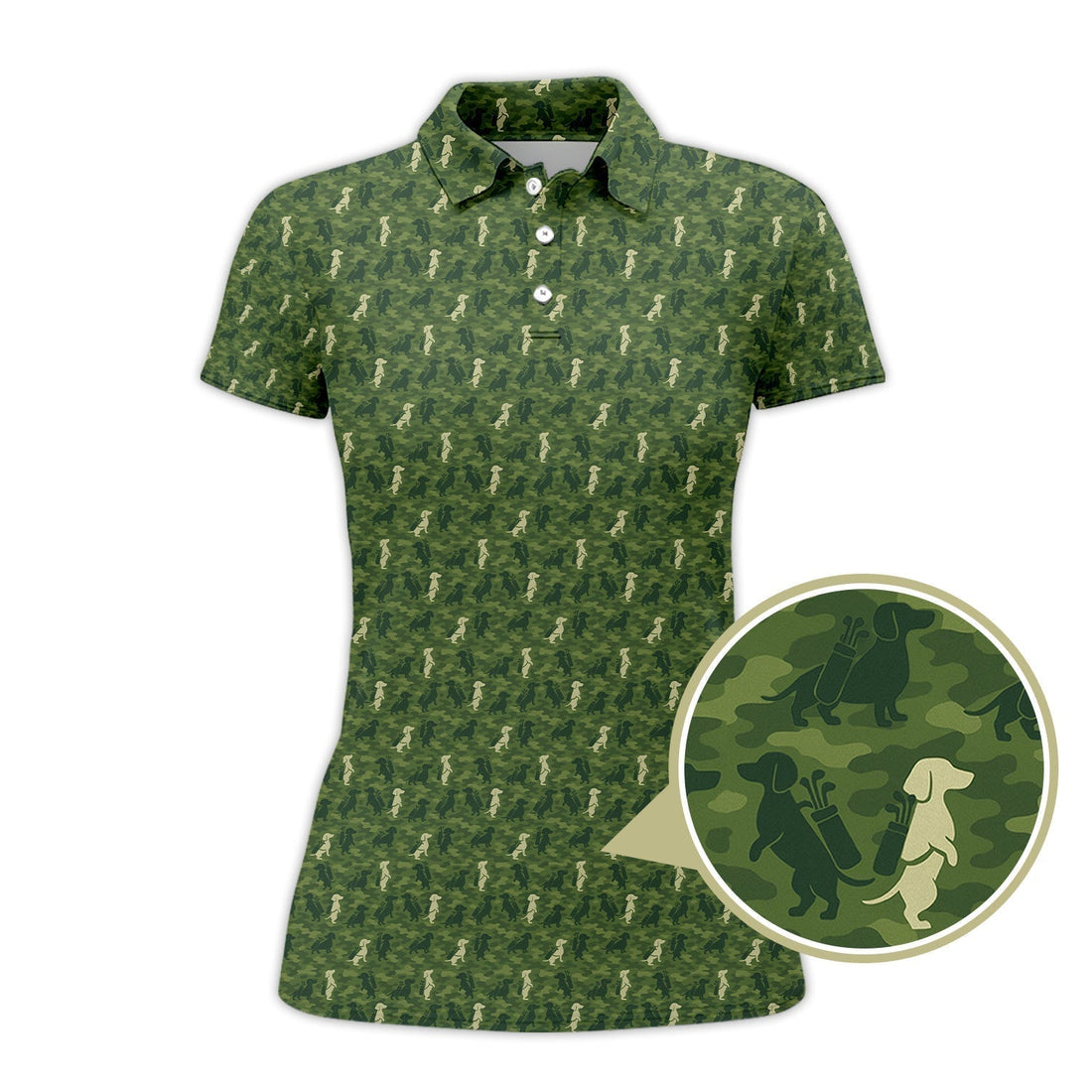 Dog Pattern Golf Shirt, Dachshund Golf Shirt For Golfer, Funny Camo Golf Shirt, Crazy Golf Shirt For Men