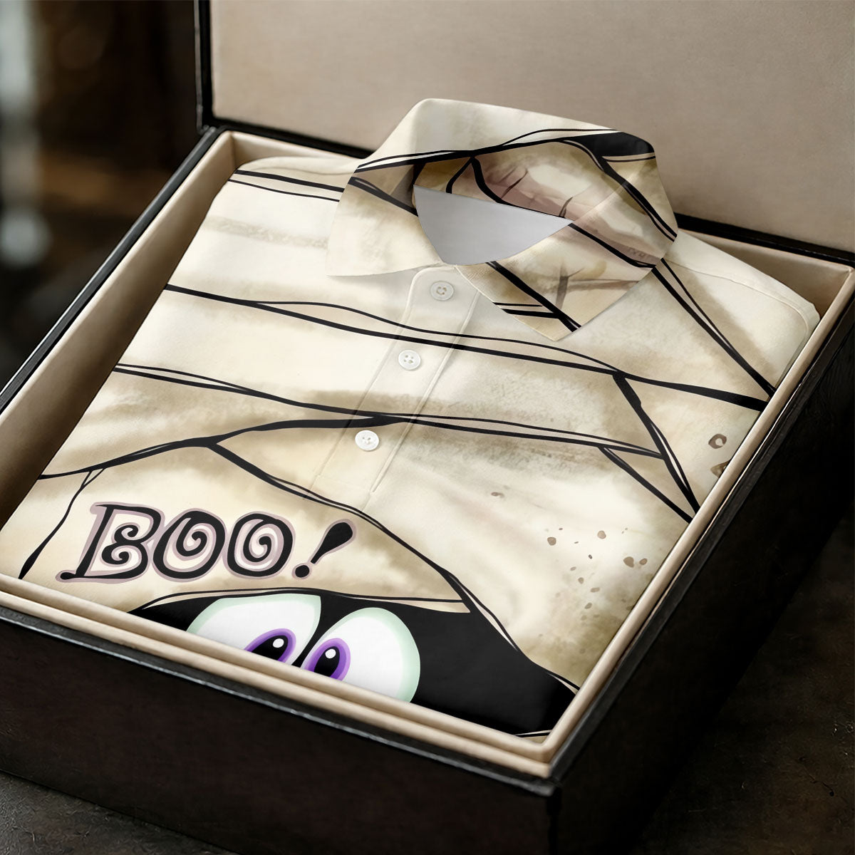 Cute Mummy Peeking Eyes BOO Halloween Golf Polo Shirt, Womens Golf Polo, Ladies Golf Shirts