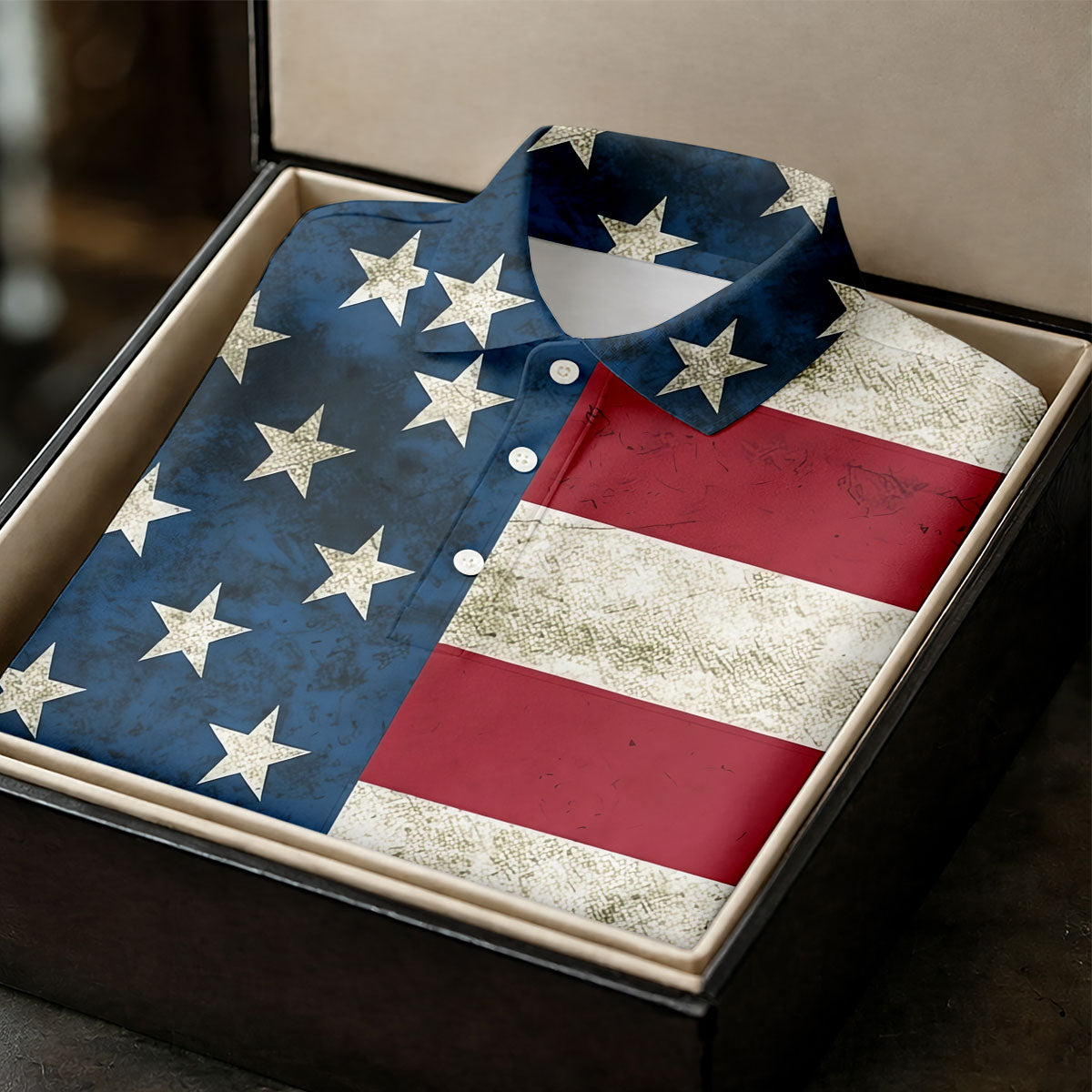 Distressed US Flag Golf Shirt, 250 Years Patriotic 4th Of July Golf Shirts For Men