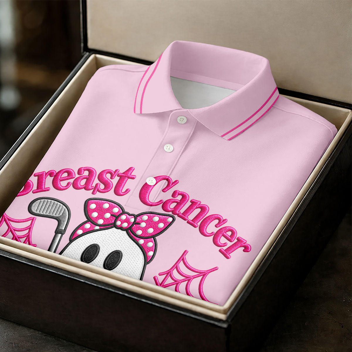 Breast Cancer Is Boo Sheet Ghost Polo Shirt, Women's Sleeveless Golf Shirt, Ladies Golf Top