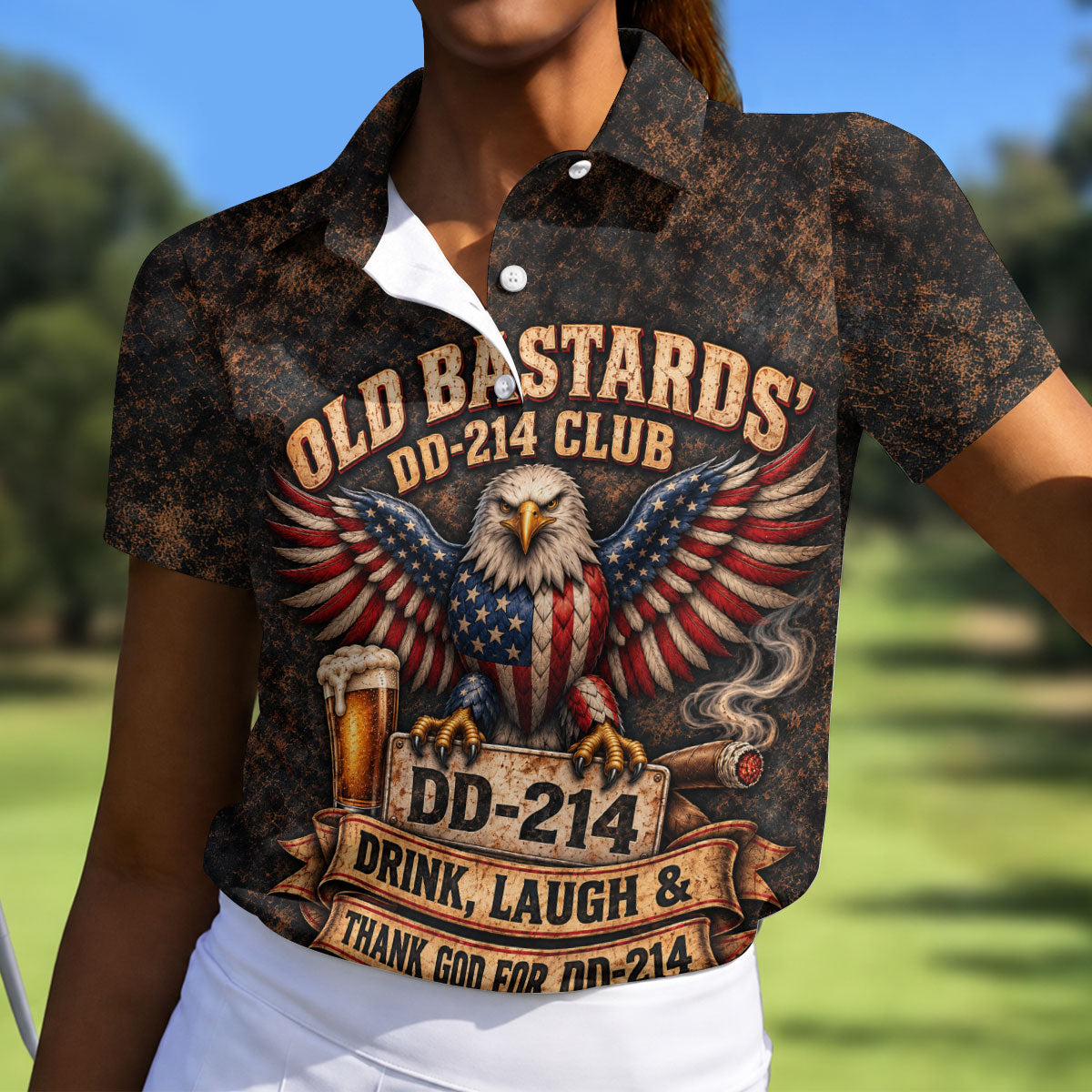 Old Bastards DD-214 Club Eagle Golf Polo Shirt, Womens Golf Polo, Veterans Day Shirt
