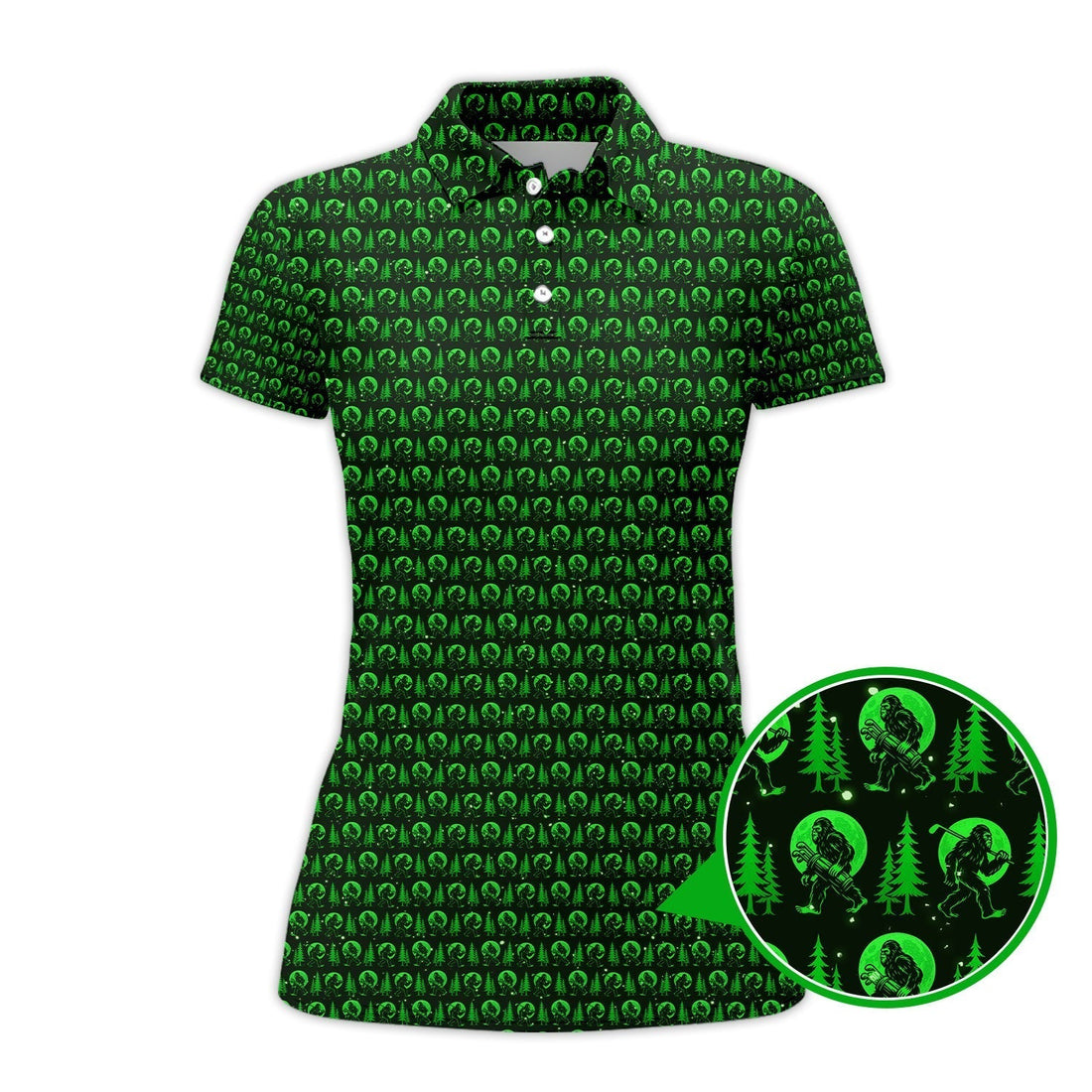 Bigfoot Golf Pattern Shirt, Funny Sasquatch Golf Polos, Golf Gift for Men, Crazy Golf Shirts For Golfers