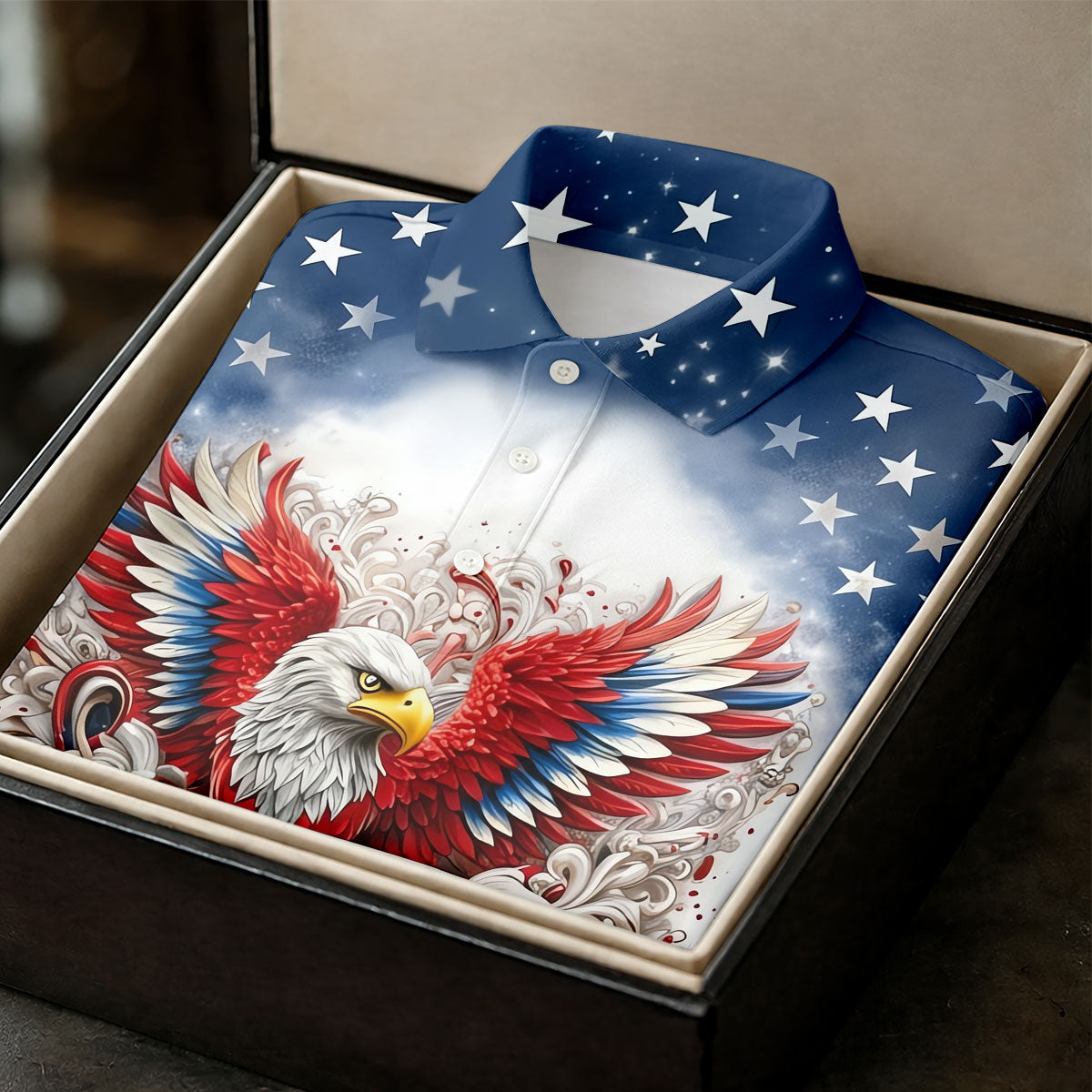 Bald Eagle Red White Blue Patriotic Stars 4th Of July Golf Shirt, 250 Years Golf Shirts For Men