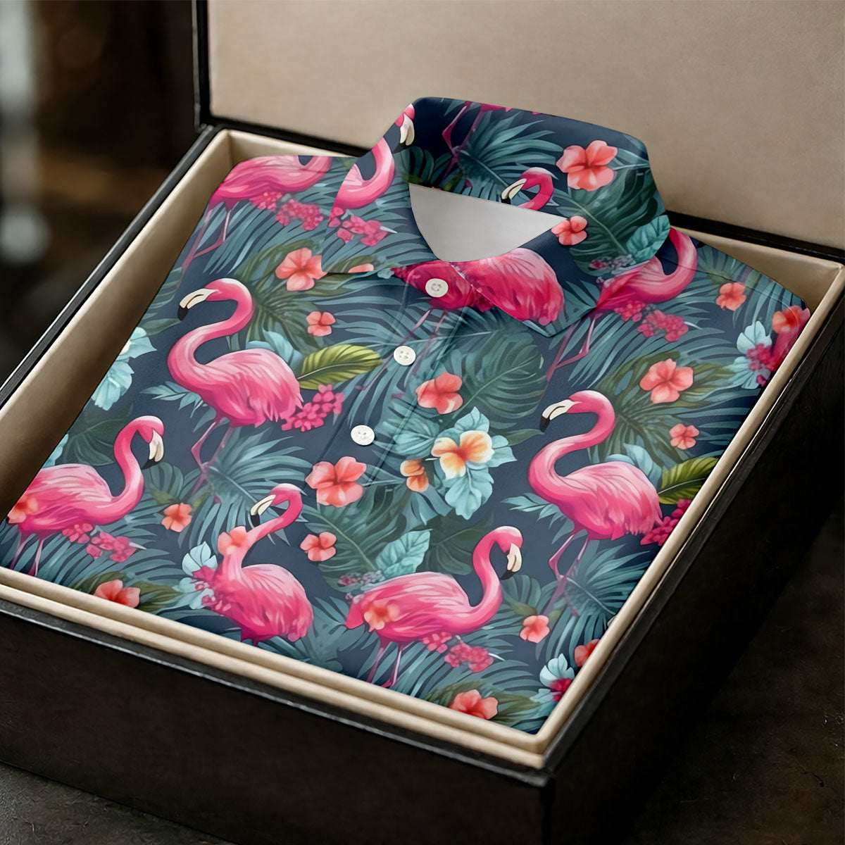 Pink Flamingo Tropical Floral Golf Polo Shirt, Golf Shirts For Women, Women's Golf Apparel