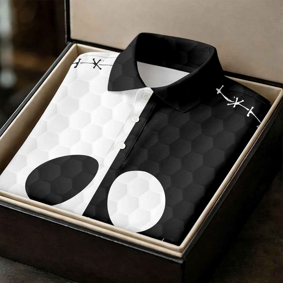 Black White Skull Face Halloween Golf Polo Shirt, Womens Golf Tops, Hawaiian Golf Shirt