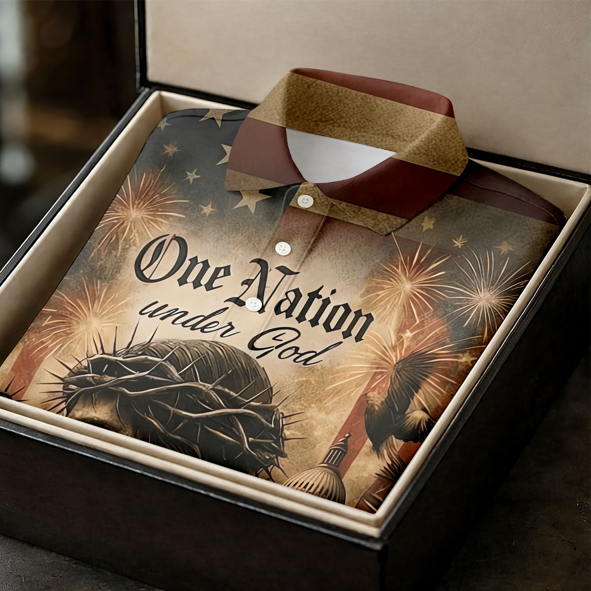 One Nation Under God America 250 Golf Polo Shirt, Hawaiian Golf Shirt, Golf Polo Shirts For Men