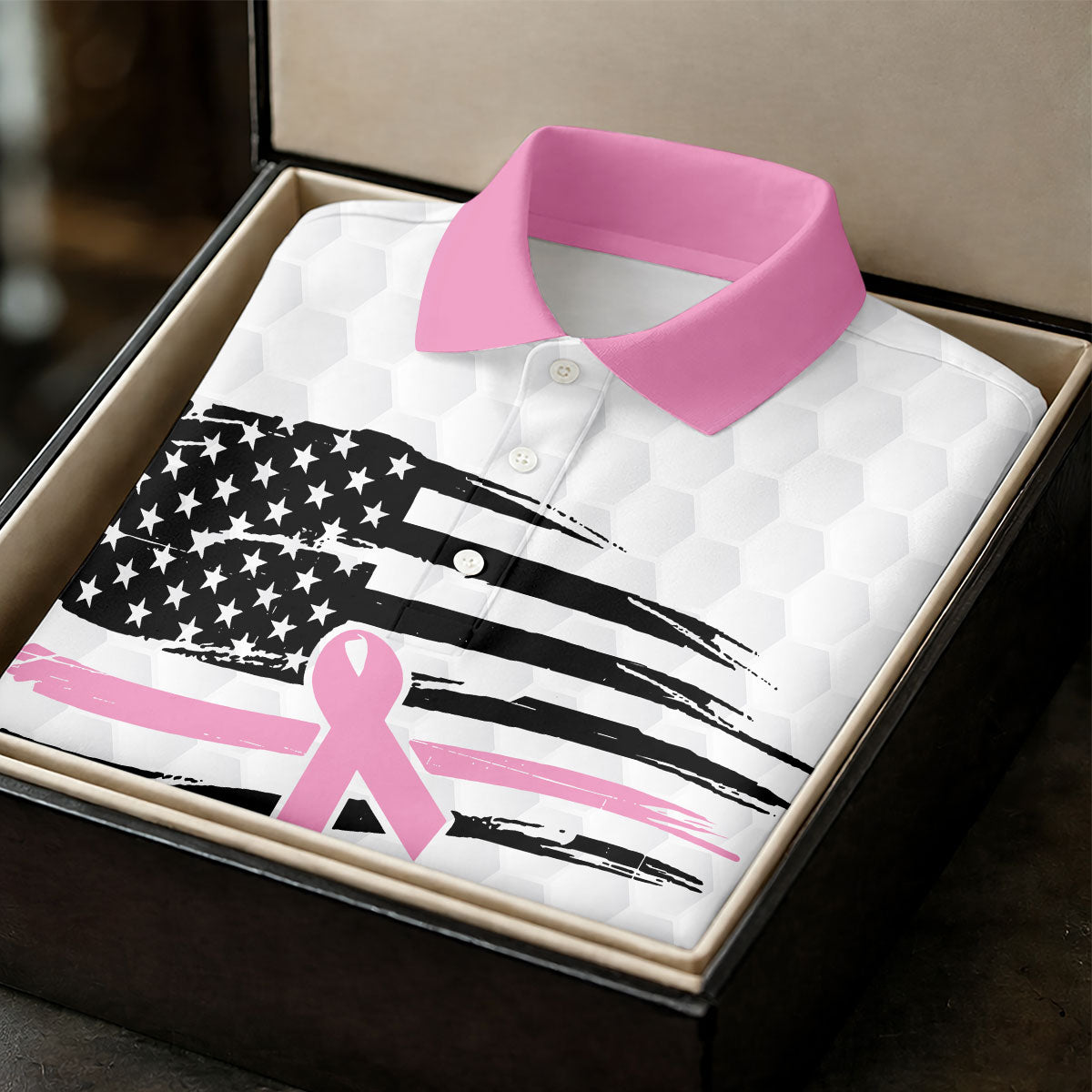 Custom Support Fight Survive Breast Cancer Polo Shirt, Ladies Golf Tops, Women’s Golf Polo