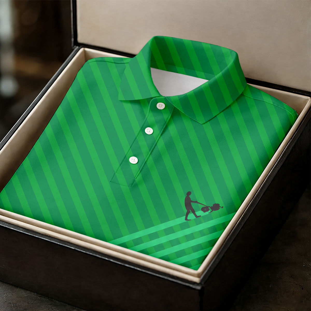 Lawn Mower Green Cross Stripe Father's Day Golf Shirt, Polo Shirts For Men, Golf Gift For Dad