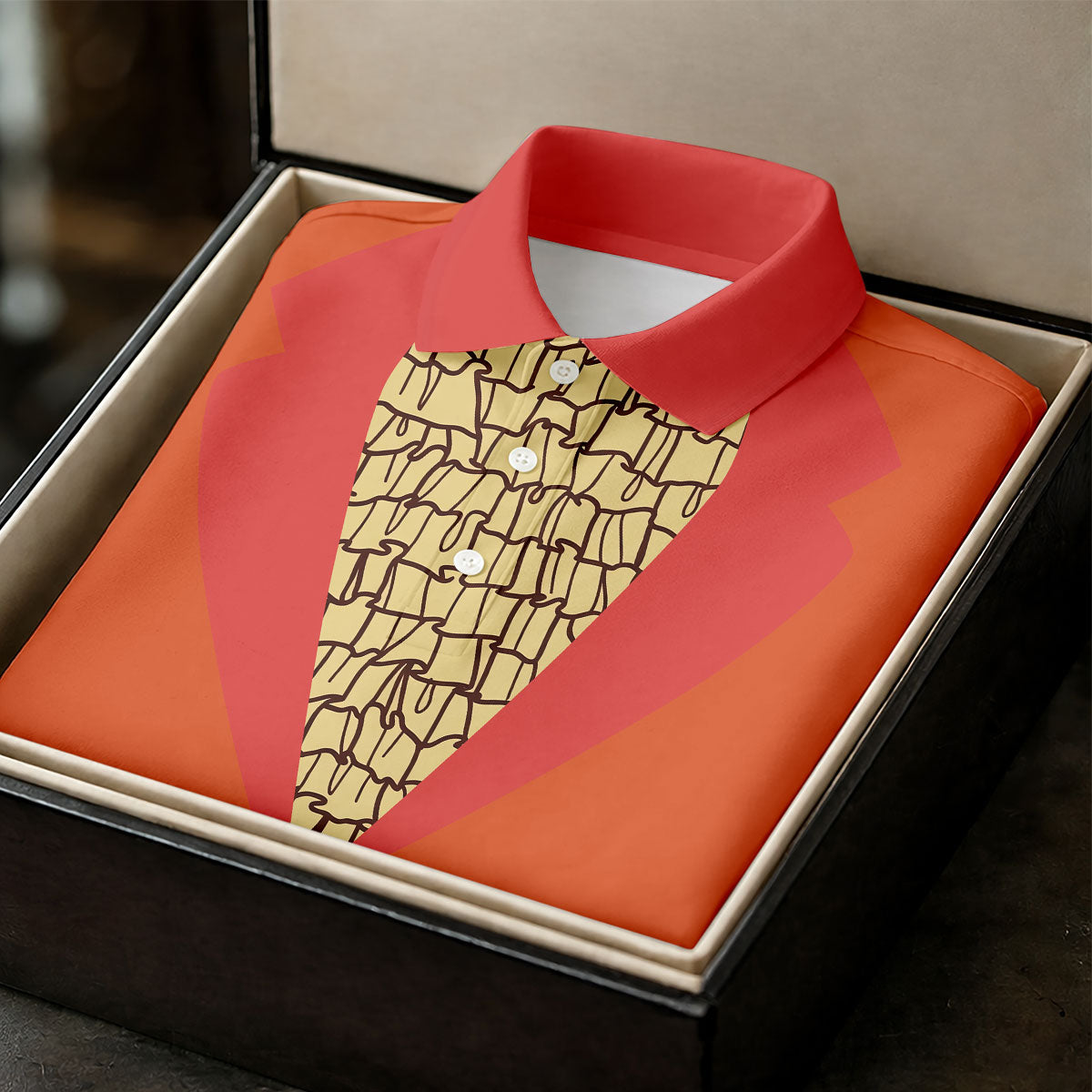 Orange Blue Tuxedo Men's Funny Golf Shirts, Father's Day Golf Shirt, Golf Gift For Dad