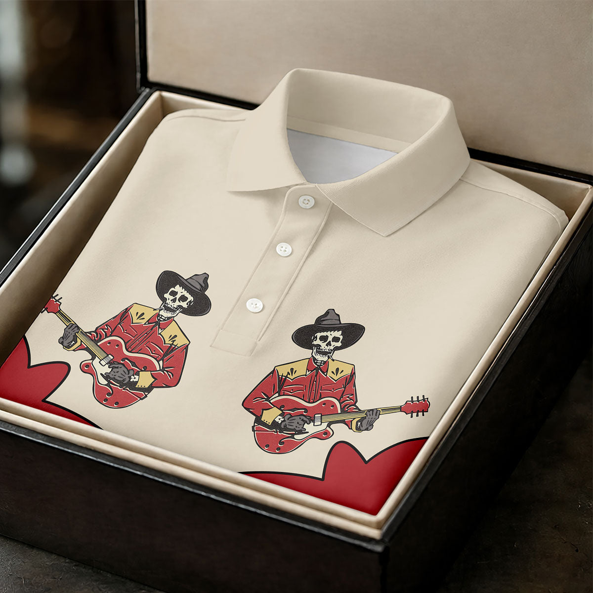 Western Skeleton Guitar Golf Polo Shirt, Women's Golf Polo, Golf Shirts For Women