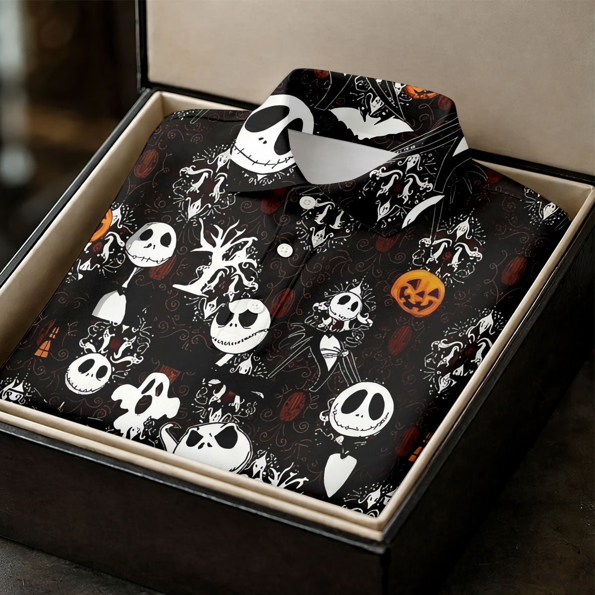 Halloween Pumpkin Skeleton Pattern Golf Polo Shirt, Golf Shirts For Women, Ladies Golf Tops
