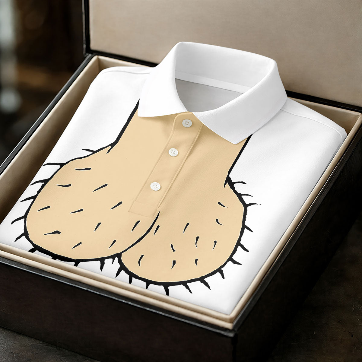 White Funny Dickhead Faux Chest Golf Shirt, Funny Halloween Shirt, Adult Costume Shirt