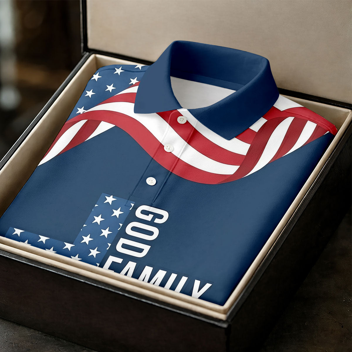 God Family Country Faith Cross 250 Years Of Blessing US Flag Golf Shirt, Golf Shirts For Men