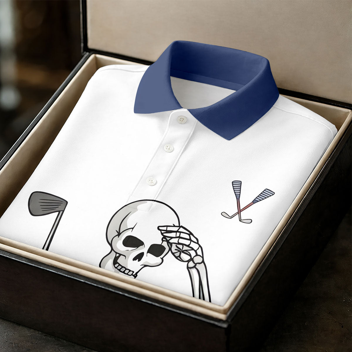 Skeleton Golf White Navy 4th Of July Patriotic Golf Shirt, 250 Years Golf Shirts For Men
