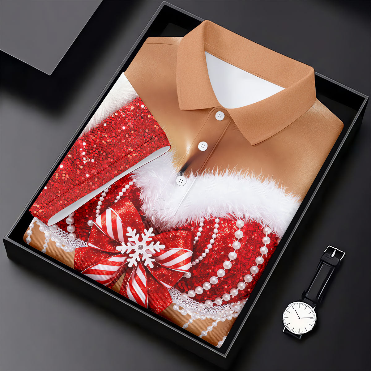 Sexy Santa Bra And Pearls Christmas Golf Shirt, Mens Golf Polo, Golf Shirts For Men