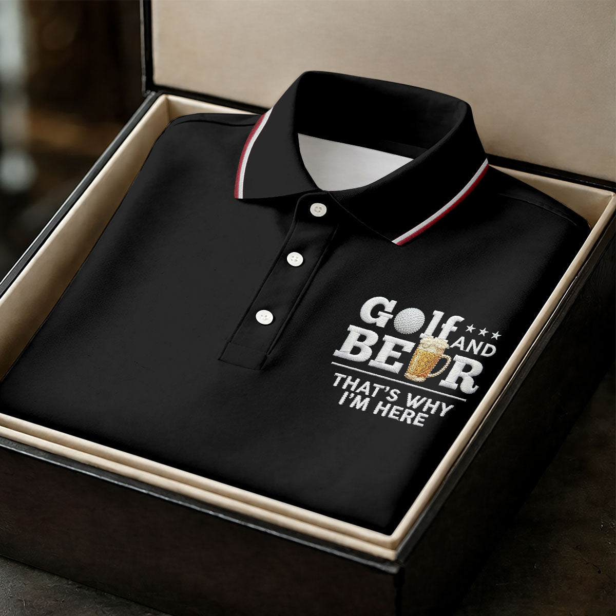 Golf And Beer That's Why I'm Here 250 Years US Flag Golf Shirt, Patriotic 4th Of July Golf Shirts For Men