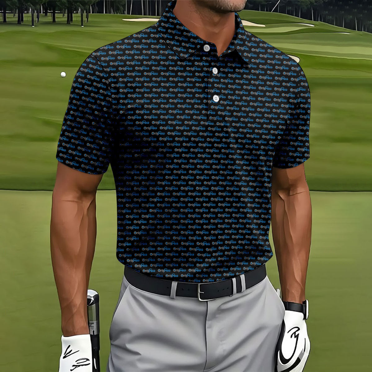 OnlyPars All Over Print Golf Shirt, Funny Golfer Humor Design, Golf Shirts For Men