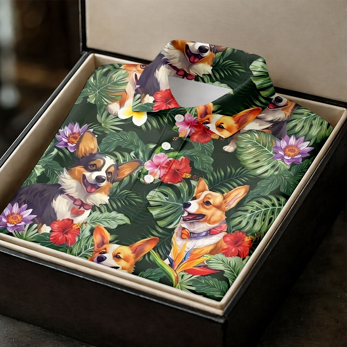 Tropical Corgi Dog Hawaiian Golf Polo Shirt, Golf Shirts For Women, Women's Golf Apparel