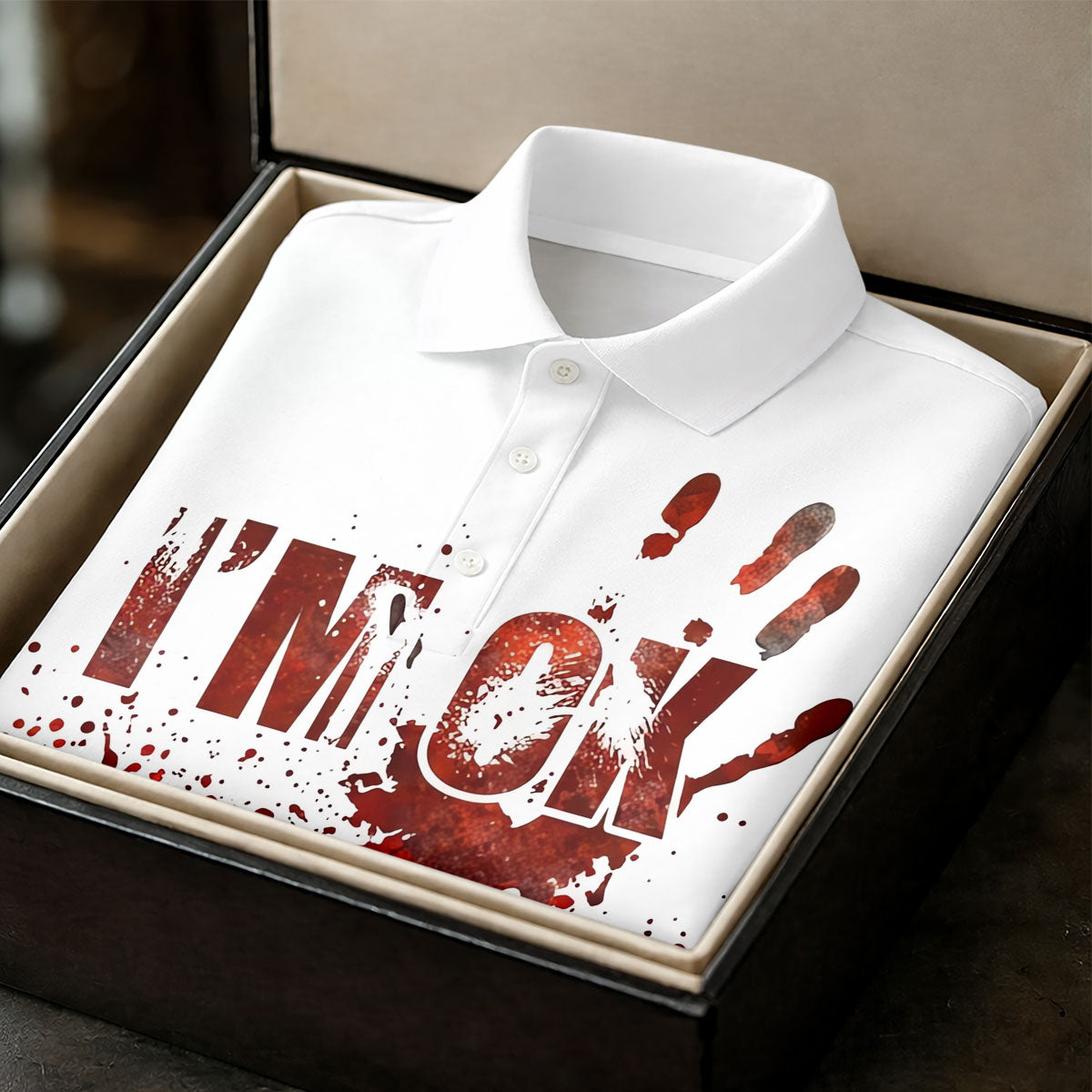 I'm OK It's Not My Blood Halloween Golf Polo Shirt, Printed Golf Shirt, Womens Golf Polo