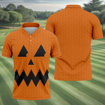 Halloween Jack O Lantern Golf Shirt, Men's Golf Shirt, Hawaiian Golf Shirt