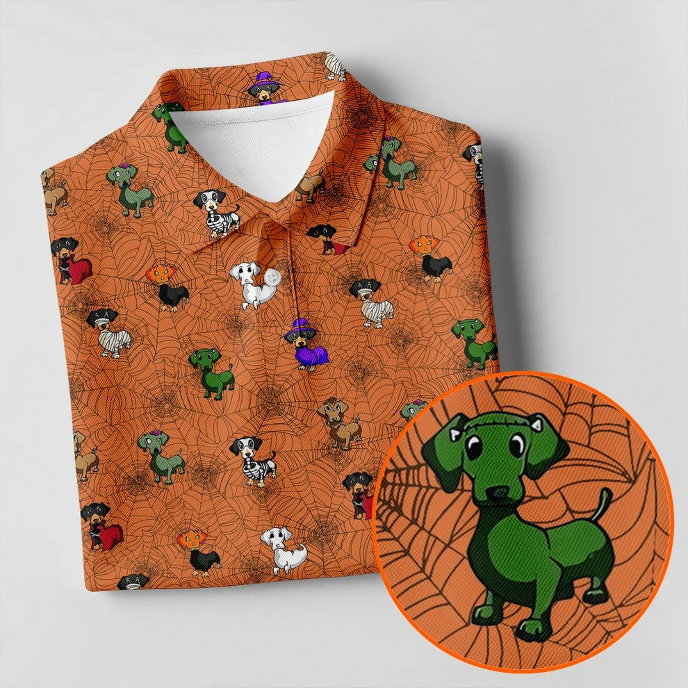 Costume Dogs Spider Web Halloween Golf Polo Shirt, Dog Lover Shirt, Golf Shirts For Men
