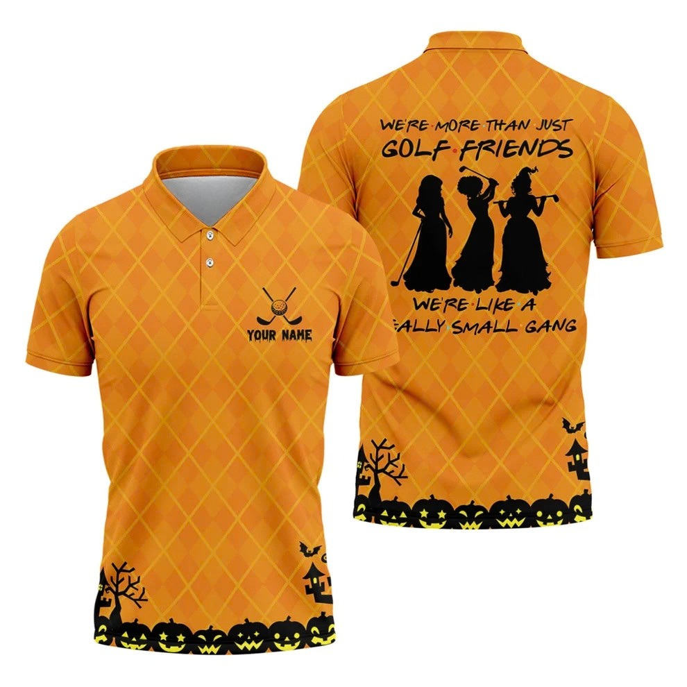 Your Name Golf Friends Horror Character Polo Shirt, Halloween Shirt, Mens Golf Polo