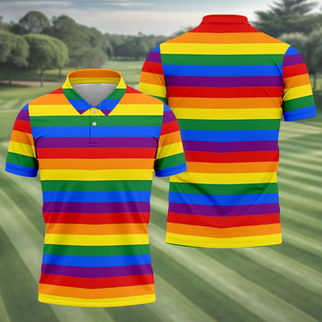 LGBT Rainbow Flag Golf Tops For Men, Gay Pride Month Celebrate Golf Shirts For Men