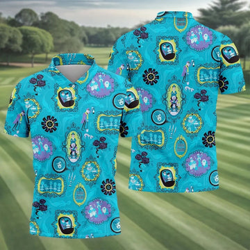 Blue Ghost Portrait Gallery Halloween Polo Shirt, Mens Golf Polo, Polo Shirts For Men