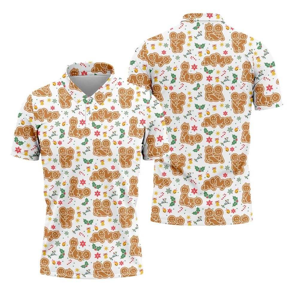 Funny Gingerbread Christmas Golf Shirt, Men's Funny Golf Shirts, Polo Shirts For Men, Christmas Golf Shirt