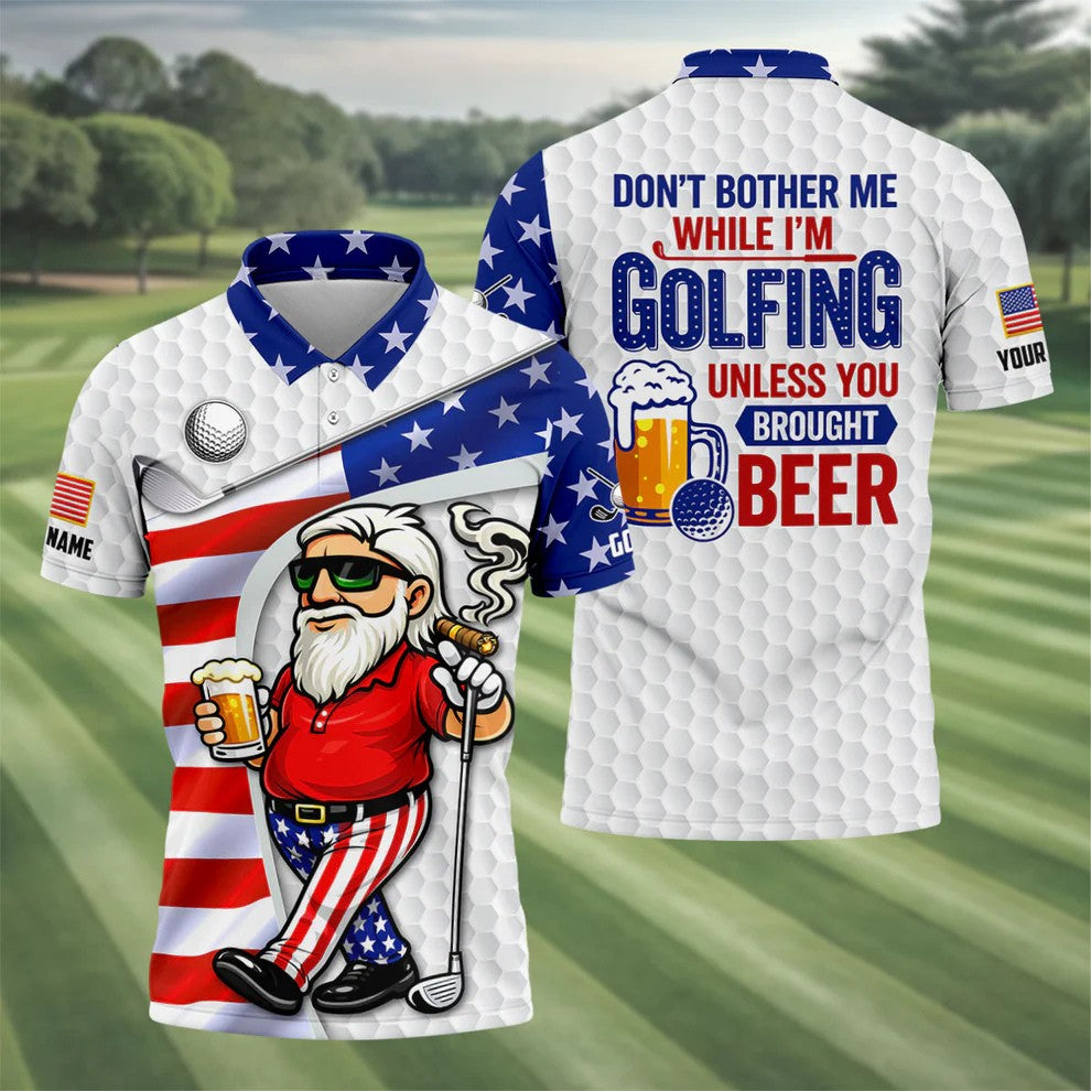 Don't Bother Me While I'm Golfing Golf And Beer 4th Of July Golf Shirt, 250 Years Golf Shirts For Men