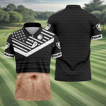 Personalized Hairy Beer Belly Golf Polo Shirt, Golf Polo Shirts For Men, Mens Golf Apparel