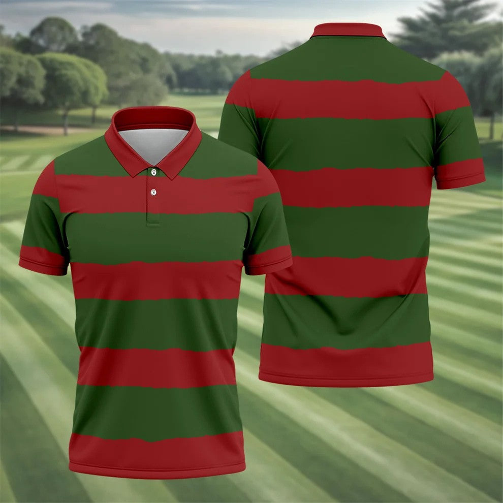 Halloween Freddy Horror Movie Golf Shirt, Horror Character Costume Shirt, Polo ShirtFor Men, Halloween Golf Shirt