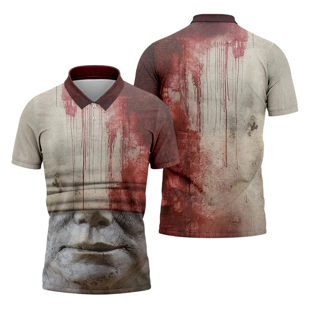 Blood Pale Mask Horror Character Halloween Polo Shirt, Men's Golf Shirt, Mens Golf Shirts
