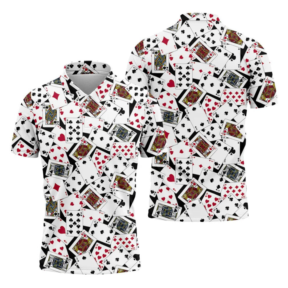 Playing Cards Poker Pattern Hawaiian Golf Shirt, Golf Polo Shirts For Men, Mens Golf Apparel