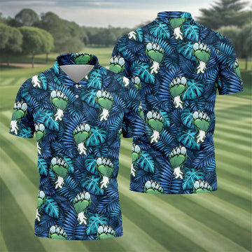 Funny Zombie Hulk Hand Tropical Golf Polo Shirt, Hawaiian Golf Shirt, Golf Shirts For Men