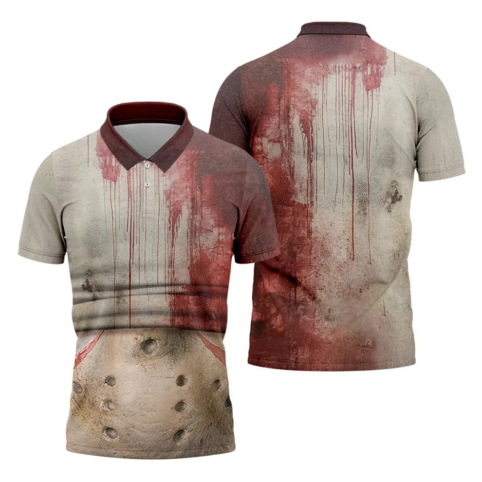 Hockey Mask Horror Character Halloween Polo Shirt, Mens Polo Shirts, Golf Apparel For Men