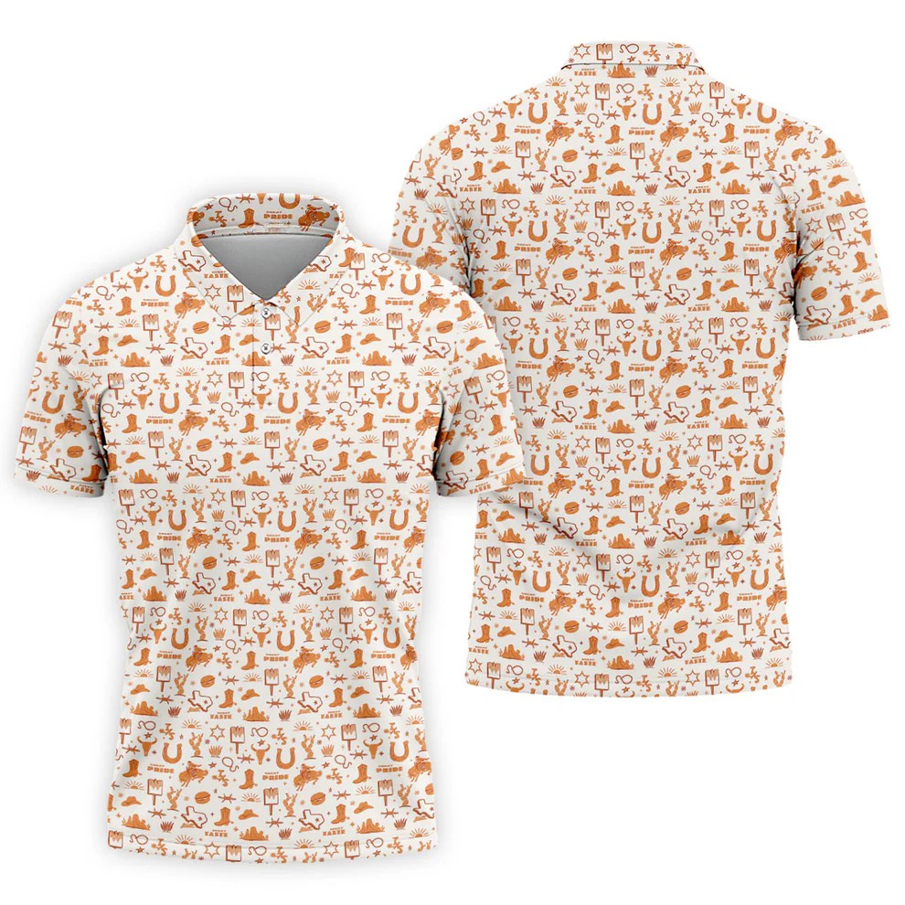 Texas Cowboy Western Pattern Golf Polo Shirt, Hawaiian Golf Shirt, Golf Polo Shirts For Men