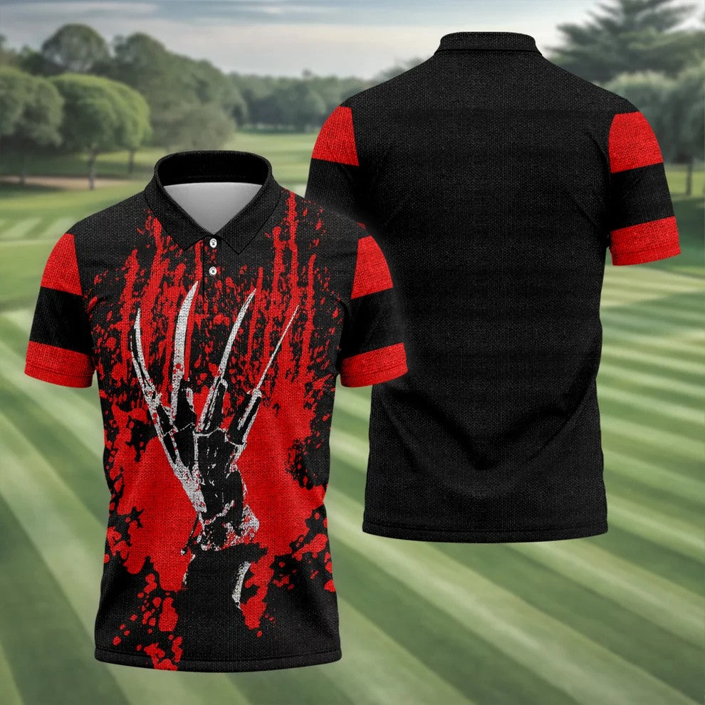 Horror Hand Golf Tops For Men, Horror Movie Golf Polos, Halloween Golf Shirt, Gift For Golfer