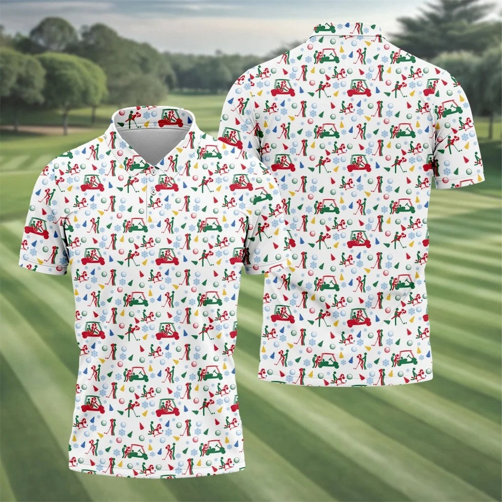 Funny Cheeky Golf Cart Christmas Golf Shirt, Mens Golf Polo, Golf Apparel For Men