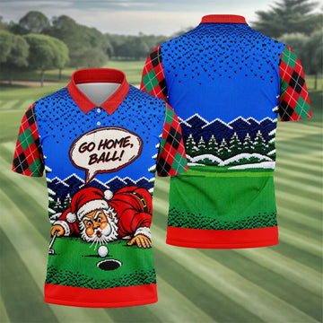 Go Home Ball Santa Putting Christmas Golf Shirt, Mens Golf Clothing, Mens Golf Shirts