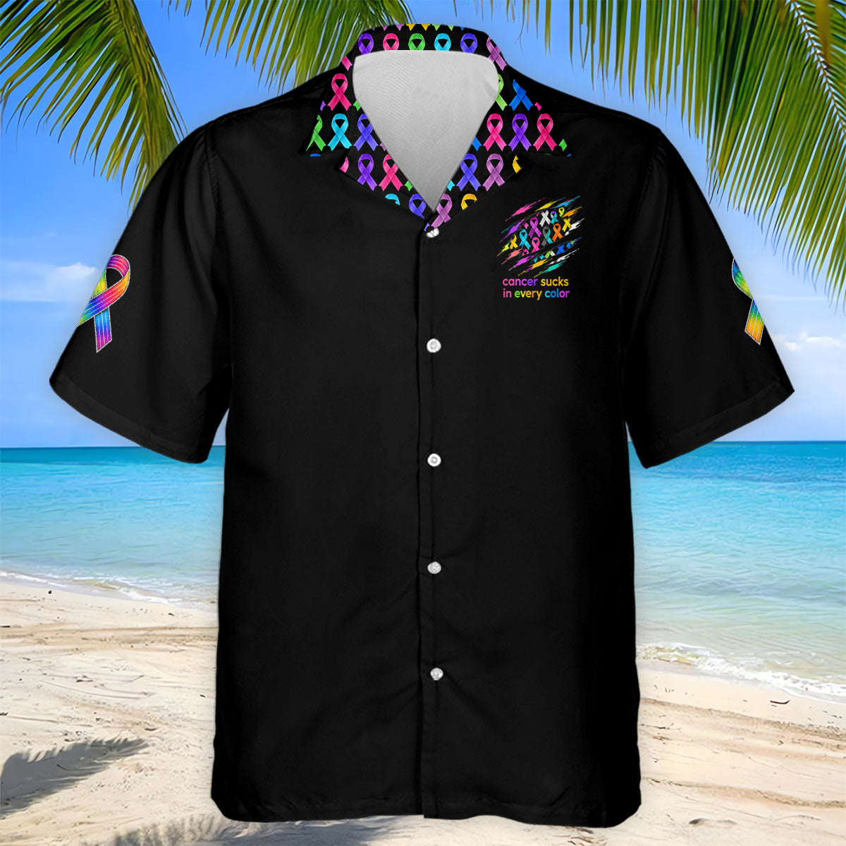 Cancer Sucks In Every Color Awareness Ribbon Polo Shirt, Golf Polo Shirts For Men
