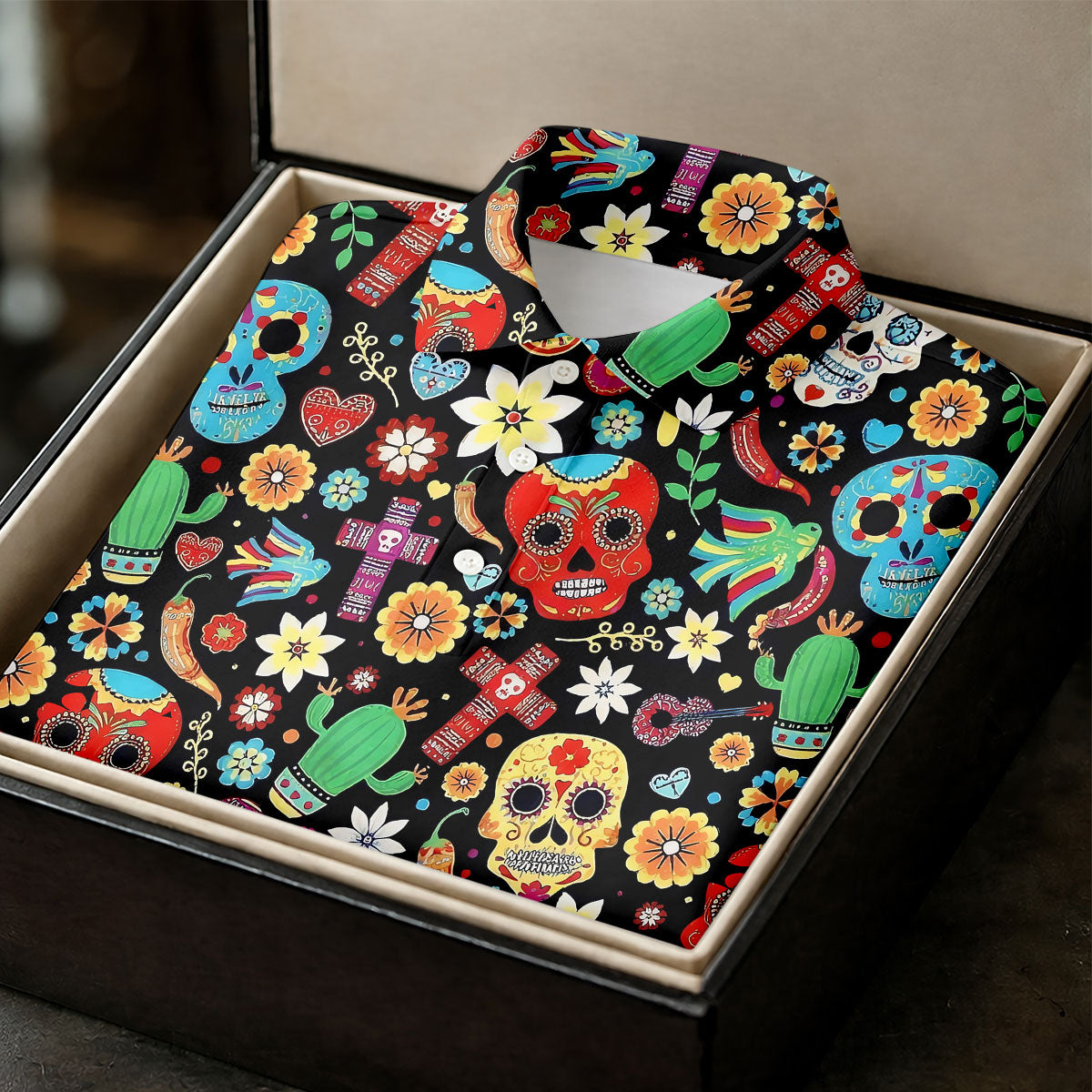 Skull With Flowers Cinco De Mayo Celebration Fiesta Themed Golf Tops For Men, Golf Shirts For Men