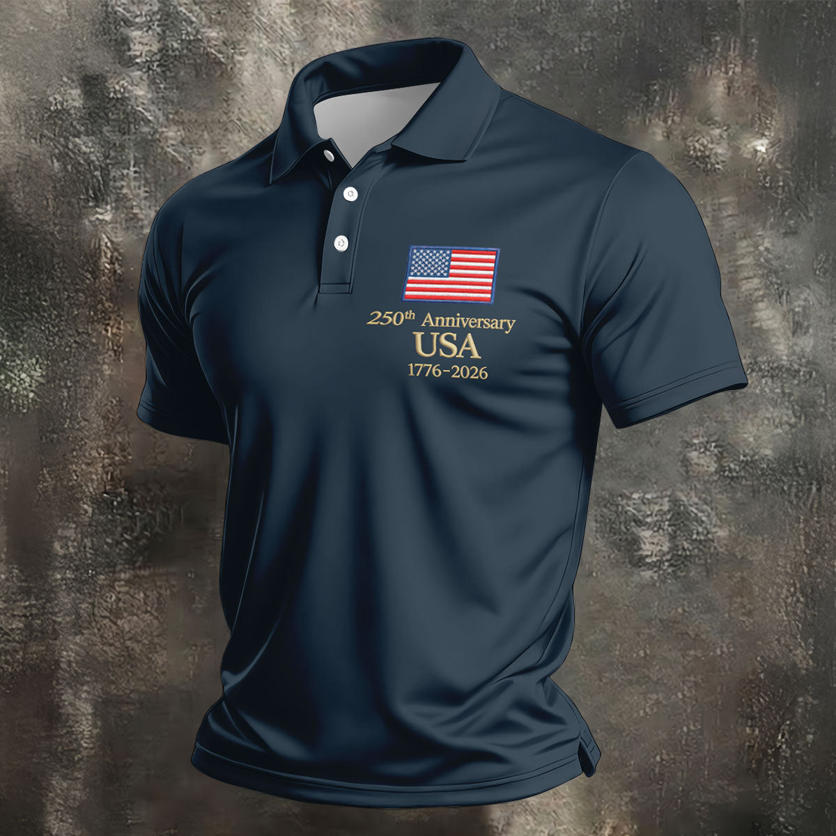 250th Anniversary USA Flag Logo 4th Of July Golf Shirt, Vintage Patriot Golf Shirts For Men