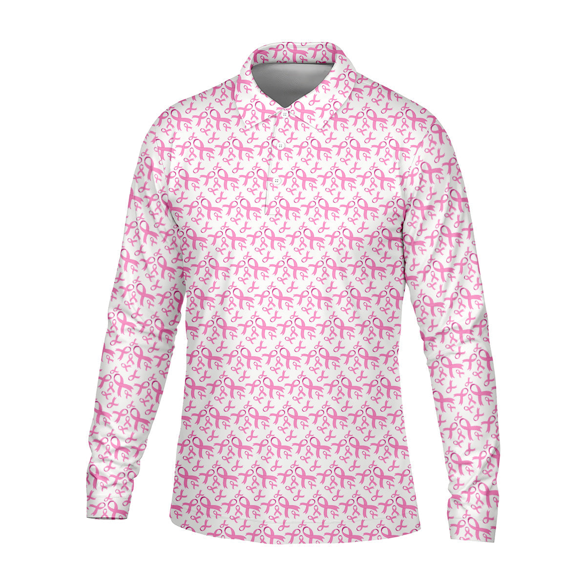 Pink Ribbon Breast Cancer Men Golf Shirt, Breast Cancer Awareness Shirt, Golf Gifts For Men